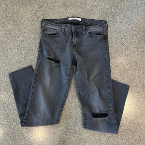 Flying Monkey Charcoal Distressed Ankle Jeans